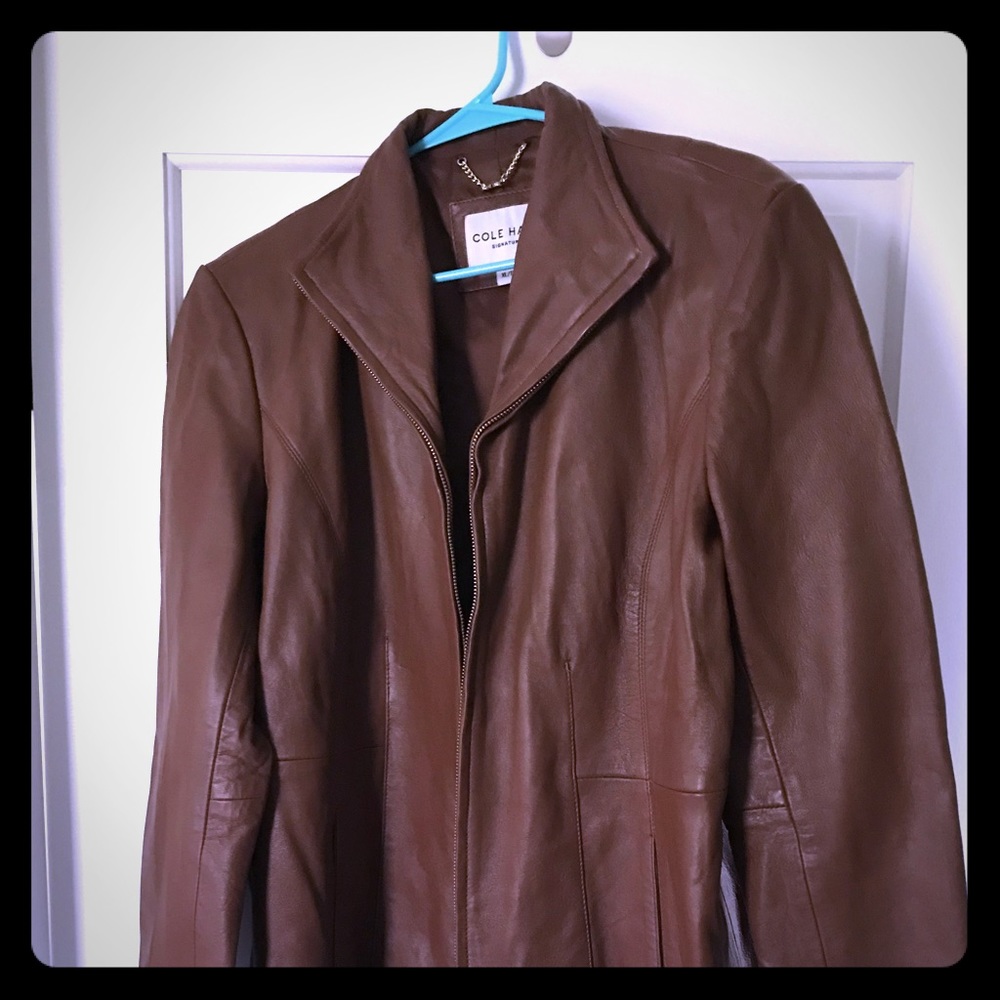 Brown leather Cole Haan Jacket.